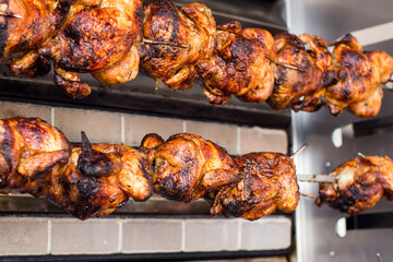 Rotating machine are grilled chicken