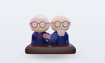 3d grandparents day love Australia flag rendering front view