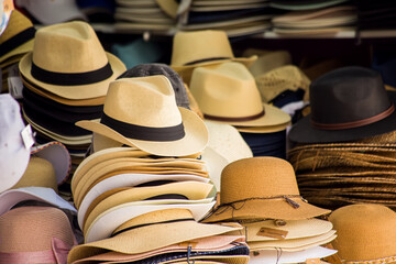 Lots of hats at the local market