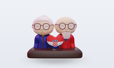 3d grandparents day love Croatia flag rendering front view