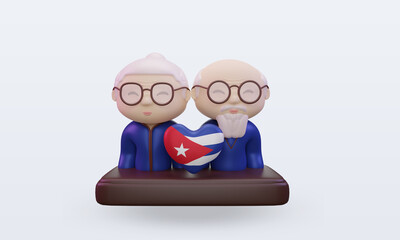 3d grandparents day love Cuba flag rendering front view