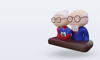 3d grandparents day love Haiti flag rendering right view
