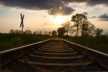 Schiene der Meppen-Haselünner Eisenbahn im Emsland/ Germany