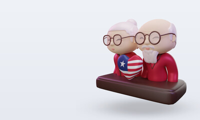 3d grandparents day love Liberia flag rendering right view