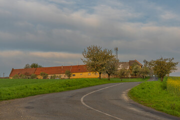 Fototapeta premium Lanscape near Kvasice village with green meadows and trees