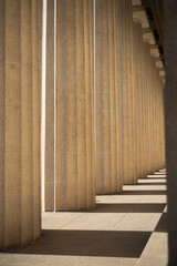 Shadow and pattern, Greek inspired Pantheon, Columns, pillars, granite, carving and handiwork, geometric stairs 