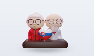 3d grandparents day love Slovakia flag rendering front view