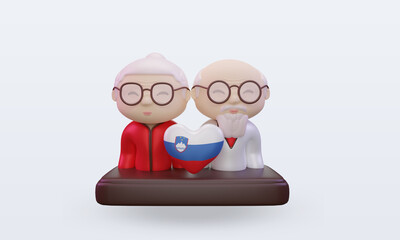 3d grandparents day love Slovenia flag rendering front view