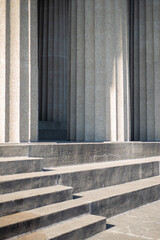 Greek inspired Pantheon, Columns, pillars, granite, carving and handiwork, geometric stairs 