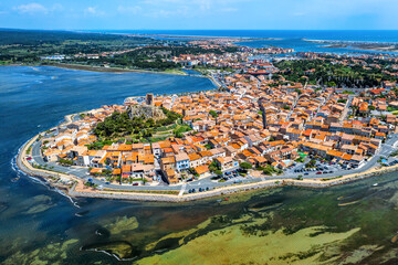 Medieval Gruissan town on Mediterranean sea coast, France - 503341337