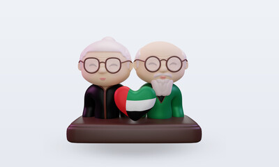 3d grandparents day love United Arab Emirates flag rendering front view
