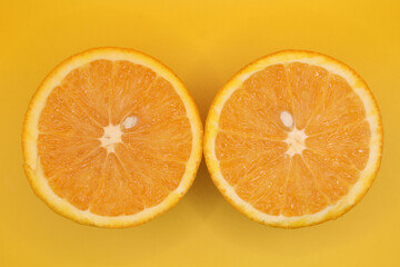 half orange , fresh in season, juicy