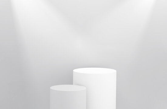Minimalist podium with highlights for product display on white isometric background. © ImagesRouges
