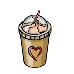 coffee to go with cappuccino isolated on white background. vector