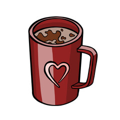 cup, coffee mug with love isolated on white background. vector