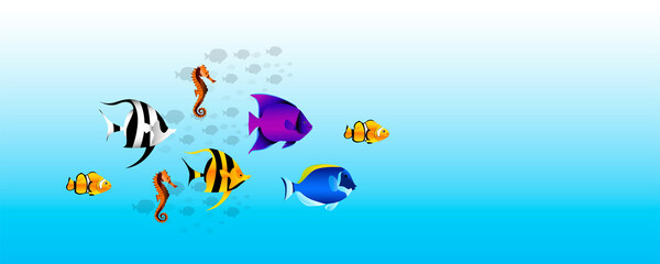 Naklejka na ściany i meble pesci, mare, acquario, 