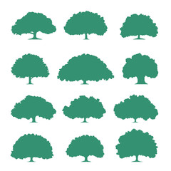 Set of lush crown trees