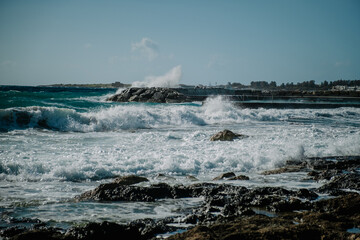 waves crashing on the beach
