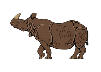 Armored Rhino. Vector clipart isolited on white.