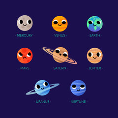Planets with face and name