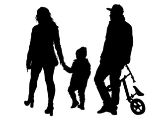 Families with little child on white background
