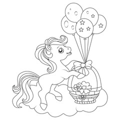 Funny unicorn coloring page for children