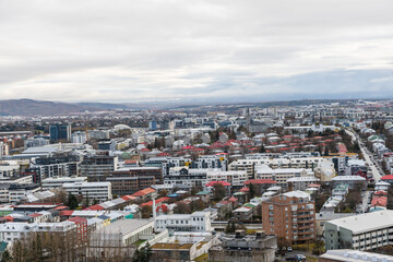 Obraz premium View over city of Reykjavik in Iceland
