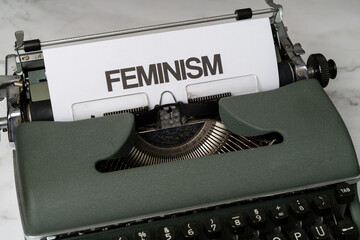 Feminism written on a paper in a type writer