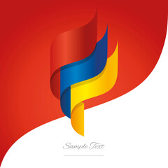 Fototapeta premium Abstract Armenia 3D wavy flag blue red green modern ribbon strip logo icon abstract background vector