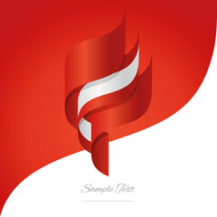 Abstract Denmark 3D wavy flag red white modern ribbon strip logo icon abstract background vector