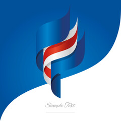 Abstract Iceland 3D wavy flag blue white red modern ribbon strip logo icon abstract background vector