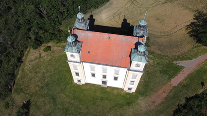 Moravsky Krumlov, Chapel of St. Florian. spring landscape. Southern Moravia, Czech Republic,aerial panorama
 - obrazy, fototapety, plakaty