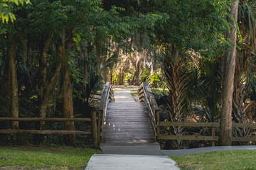 Walking trails and bridges of gemini springs in DeBary, Florida