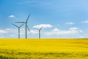 Wind Turbine with blue sky background. Renewable energy concept. Istanbul, Turkey.