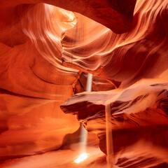 Heart and light beam in famous antelope canyon arizona near page usa. - obrazy, fototapety, plakaty