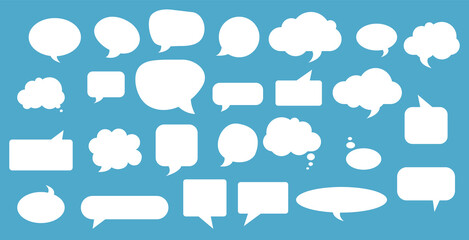 Set of speak bubble text, chatting box, message box outline cartoon vector illustration design.