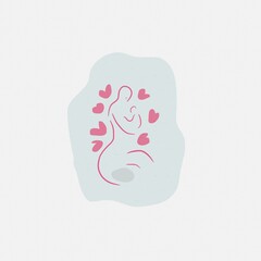 silhouette of a mother with a baby icon illustration 