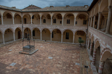 Fototapeta na wymiar Assisi Italy 2022 Cloister of the dead inside the basilica San Francesco di Assisi
