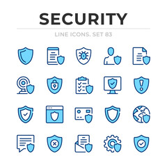 Security vector line icons set. Thin line design. Outline graphic elements, simple stroke symbols. Security icons
