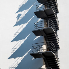 External staircase / fire escape in the white building