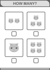 How Many Owl face. Worksheet for kids