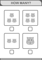 How Many Tiger face. Worksheet for kids