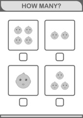 How Many Chicken face. Worksheet for kids