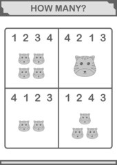 How Many Tiger face. Worksheet for kids