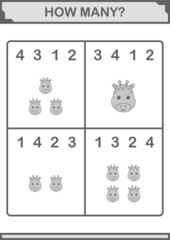 How Many Giraffe face. Worksheet for kids