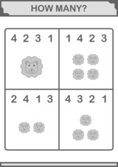 How Many Lion face. Worksheet for kids