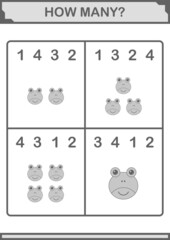 How Many Frog face. Worksheet for kids