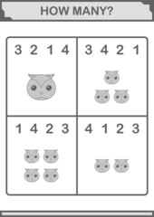 How Many Owl face. Worksheet for kids
