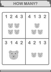 How Many Bear face. Worksheet for kids