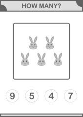 How Many Rabbit face. Worksheet for kids